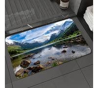 DALEXHM Microfibre Bath Mat, Door Mat, Pet Mat,Bathroom Rug Machine Washable,Non-slip,Super absorbent,Extra Soft,Nature,Mountains River and Open Sky Natural Beauties Norway Fjords Nordic Land,20x31in