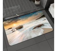 DALEXHM Microfibre Bath Mat, Door Mat, Pet Mat,Bathroom Rug Machine Washable,Non-slip,Super absorbent,Extra Soft,Seaside decor, Grand Sea Waves on the beach and Horiz,24x39in
