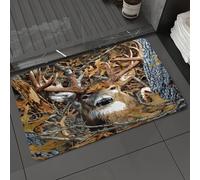 DALEXHM Microfibre Bath Mat, Door Mat, Pet Mat,Bathroom Rug Machine Washable,Non-slip,Super absorbent,Extra Soft,Deer, close-up of the male deer among withered branches and yellow leaves,24x39in