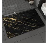 DALEXHM Microfibre Bath Mat, Door Mat, Pet Mat,Bathroom Rug Machine Washable,Non-slip,Super absorbent,Extra Soft,Black and Gold Marble Design Artwork,16x24in