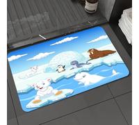 DALEXHM Microfibre Bath Mat, Door Mat, Pet Mat,Bathroom Rug Machine Washable,Non-slip,Super absorbent,Extra Soft,Animal, image of arctic animals polar bears seal penguins wolf whales artwork,16x24in