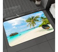 DALEXHM Microfibre Bath Mat, Door Mat, Pet Mat,Bathroom Rug Machine Washable,Non-slip,Super absorbent,Extra Soft,Ocean, exotic beach of Maldives with crystal clear waters and palm trees on tr,20x31in