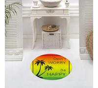DALEXHM Microfibre Bath Mat, Door Mat, Pet Mat,Bathroom Rug Machine Washable,Non-slip,Super absorbent,Extra Soft,Rasta,Don't Worry Be Happy Music Quote Iconic Singer Palms Colors,Multicolor,24x24in