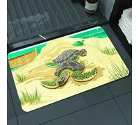 DALEXHM Microfibre Bath Mat, Door Mat, Pet Mat,Bathroom Rug Machine Washable,Non-slip,Super absorbent,Extra Soft,Coastal turtle encounter，Marine Corps turtle on the beach，Ocean shelter turtle,24x39in