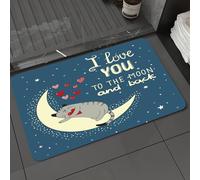 DALEXHM Microfibre Bath Mat, Door Mat, Pet Mat,Bathroom Rug Machine Washable,Non-slip,Super absorbent,Extra Soft,Love background with cute cat and moon. I love you to the moon and back,20x31in