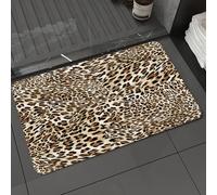 DALEXHM Microfibre Bath Mat, Door Mat, Pet Mat,Bathroom Rug Machine Washable,Non-slip,Super absorbent,Extra Soft,Leopard print, animal texture with brown and black spots,16x24in
