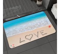 DALEXHM Microfibre Bath Mat, Door Mat, Pet Mat,Bathroom Rug Machine Washable,Non-slip,Super absorbent,Extra Soft,love written on a tropical beach,20x31in