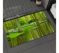 DALEXHM Microfibre Bath Mat, Door Mat, Pet Mat,Bathroom Rug Machine Washable,Non-slip,Super absorbent,Extra Soft,nature, forest with lake, Dutch garden, shepherd's forest, botany, flower bed,20x31in