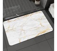 DALEXHM Microfibre Bath Mat, Door Mat, Pet Mat,Bathroom Rug Machine Washable,Non-slip,Super absorbent,Extra Soft,Marble pattern, white marble with golden stripes, showing the natural beauty o,16x24in