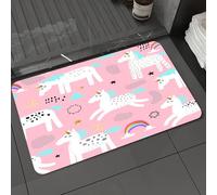 DALEXHM Microfibre Bath Mat, Door Mat, Pet Mat,Bathroom Rug Machine Washable,Non-slip,Super absorbent,Extra Soft,Seamless Pattern with Magic Unicorns and Rainbow. Childish Fairytale Backgroun,24x39in