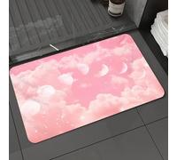 DALEXHM Microfibre Bath Mat, Door Mat, Pet Mat,Bathroom Rug Machine Washable,Non-slip,Super absorbent,Extra Soft,Panorama of twilight sky with effect of light pastel pink colors. Colorful sun,20x31in