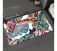 DALEXHM Microfibre Bath Mat, Door Mat, Pet Mat,Bathroom Rug Machine Washable,Non-slip,Super absorbent,Extra Soft,Bright colors of tropical leaves，Exotic leaves bold tones，Abstract leaves in c,24x39in