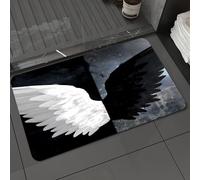 DALEXHM Microfibre Bath Mat, Door Mat, Pet Mat,Bathroom Rug Machine Washable,Non-slip,Super absorbent,Extra Soft,White wing on black background and black wing on white good and evil concept.,24x39in