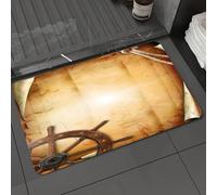 DALEXHM Microfibre Bath Mat, Door Mat, Pet Mat,Bathroom Rug Machine Washable,Non-slip,Super absorbent,Extra Soft,Ships Wheel Decor,Illustration of Steering Wheel on Old Antique Paper Historic,20x31in