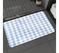 DALEXHM Microfibre Bath Mat, Door Mat, Pet Mat,Bathroom Rug Machine Washable,Non-slip,Super absorbent,Extra Soft,Checkered,Little Squares and Stripes Pastel Color Gingham Repeating Rows Vinta,24x39in