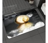 DALEXHM Microfibre Bath Mat, Door Mat, Pet Mat,Bathroom Rug Machine Washable,Non-slip,Super absorbent,Extra Soft,moon over the sea，Close-up ofstellar mirror lake surrounded by twin planets,24x39in