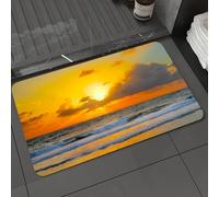 DALEXHM Microfibre Bath Mat, Door Mat, Pet Mat,Bathroom Rug Machine Washable,Non-slip,Super absorbent,Extra Soft,The waves and the beach under the setting sun and the sea of clouds,24x39in