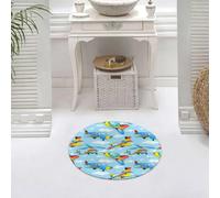 DALEXHM Microfibre Bath Mat, Door Mat, Pet Mat,Bathroom Rug Machine Washable,Non-slip,Super absorbent,Extra Soft,Children deco, cartoon planes and helicopters in the air1,24x24in