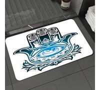 DALEXHM Microfibre Bath Mat, Door Mat, Pet Mat,Bathroom Rug Machine Washable,Non-slip,Super absorbent,Extra Soft,Hamsa, Evil Eye inside the hand of Fatima Esoteric protection Icon,24x39in