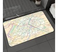 DALEXHM Microfibre Bath Mat, Door Mat, Pet Mat,Bathroom Rug Machine Washable,Non-slip,Super absorbent,Extra Soft,Paris Metro Map, a vivid map showing the complex network and RER lines through,20x31in