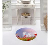 DALEXHM Microfibre Bath Mat, Door Mat, Pet Mat,Bathroom Rug Machine Washable,Non-slip,Super absorbent,Extra Soft,Poppy, ow with Poppies and Rainbow Reflection in the Air Magic Sky Happiness,24x24in