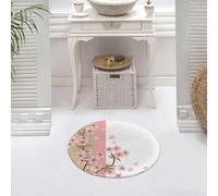 DALEXHM Microfibre Bath Mat, Door Mat, Pet Mat,Bathroom Rug Machine Washable,Non-slip,Super absorbent,Extra Soft,Pale pink, cherry blossoms, elegant border design,24x24in