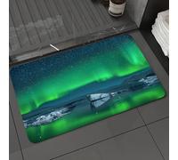 DALEXHM Microfibre Bath Mat, Door Mat, Pet Mat,Bathroom Rug Machine Washable,Non-slip,Super absorbent,Extra Soft,Aurora, the green light ice lake in the secret realm of the polar night,24x39in