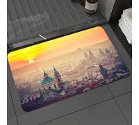DALEXHM Microfibre Bath Mat, Door Mat, Pet Mat,Bathroom Rug Machine Washable,Non-slip,Super absorbent,Extra Soft,Prague sunset, fascinating too much sunset, illuminates Prague's charming skyl,24x39in