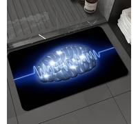 DALEXHM Microfibre Bath Mat, Door Mat, Pet Mat,Bathroom Rug Machine Washable,Non-slip,Super absorbent,Extra Soft,3D rendering of Human brain with brain wave floating on a black background,24x39in