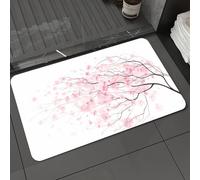 DALEXHM Microfibre Bath Mat, Door Mat, Pet Mat,Bathroom Rug Machine Washable,Non-slip,Super absorbent,Extra Soft,Light pink, artistic branch of Sakura with cherry blossoms, decoration,16x24in