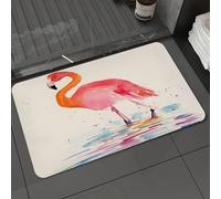 DALEXHM Microfibre Bath Mat, Door Mat, Pet Mat,Bathroom Rug Machine Washable,Non-slip,Super absorbent,Extra Soft,Flamingo .Hand drawn watercolor painting isolated on white background.,16x24in