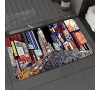 DALEXHM Microfibre Bath Mat, Door Mat, Pet Mat,Bathroom Rug Machine Washable,Non-slip,Super absorbent,Extra Soft,Vector illustration of a night view of times square in New York (all ads are i,20x31in
