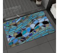 DALEXHM Microfibre Bath Mat, Door Mat, Pet Mat,Bathroom Rug Machine Washable,Non-slip,Super absorbent,Extra Soft,Glass, emerald green, Turkish blue, sea glass blue, light gray, color matching,24x39in