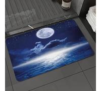 DALEXHM Microfibre Bath Mat, Door Mat, Pet Mat,Bathroom Rug Machine Washable,Non-slip,Super absorbent,Extra Soft,Dark night sky, meteor shower, clouds, full moon,20x31in