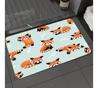 DALEXHM Microfibre Bath Mat, Door Mat, Pet Mat,Bathroom Rug Machine Washable,Non-slip,Super absorbent,Extra Soft,seamless cute red panda and bamboo vector pattern background. cute animal patt,24x39in
