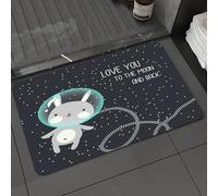 DALEXHM Microfibre Bath Mat, Door Mat, Pet Mat,Bathroom Rug Machine Washable,Non-slip,Super absorbent,Extra Soft,Love you to the moon and back vector illustration. Cute bunny in space.,24x39in