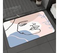 DALEXHM Microfibre Bath Mat, Door Mat, Pet Mat,Bathroom Rug Machine Washable,Non-slip,Super absorbent,Extra Soft,Set of Woman's Face continuous Line art. Abstract Contemporary collage of geom,20x31in
