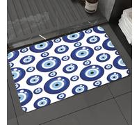 DALEXHM Microfibre Bath Mat, Door Mat, Pet Mat,Bathroom Rug Machine Washable,Non-slip,Super absorbent,Extra Soft,Lucky Blue glass pattern. greek eyes seamless background,20x31in