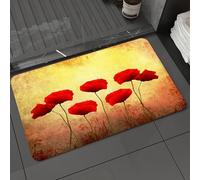 DALEXHM Microfibre Bath Mat, Door Mat, Pet Mat,Bathroom Rug Machine Washable,Non-slip,Super absorbent,Extra Soft,Poppy, Poppy on an Old Aged Retro Featured Background Design Past Days Drama P,20x31in