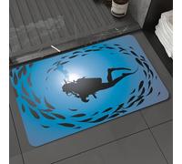 DALEXHM Microfibre Bath Mat, Door Mat, Pet Mat,Bathroom Rug Machine Washable,Non-slip,Super absorbent,Extra Soft,Under The Sea, Diver surrounded by jambs of Scuba Snorkel Fish,24x39in