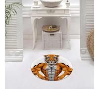 DALEXHM Microfibre Bath Mat, Door Mat, Pet Mat,Bathroom Rug Machine Washable,Non-slip,Super absorbent,Extra Soft,Animal,Wildlife Safari African Animal Bodybuilder Tiger Cartoon Image,24x24in