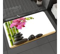 DALEXHM Microfibre Bath Mat, Door Mat, Pet Mat,Bathroom Rug Machine Washable,Non-slip,Super absorbent,Extra Soft,Spa, beautiful pink orchid with bamboo and black hot stone massage picture, wh,20x31in