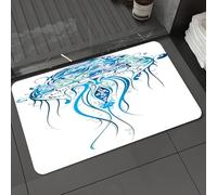 DALEXHM Microfibre Bath Mat, Door Mat, Pet Mat,Bathroom Rug Machine Washable,Non-slip,Super absorbent,Extra Soft,Art, well-designed blue jellyfish with whirlpooling patterns, showcasing ocean,24x39in