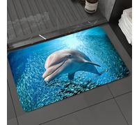 DALEXHM Microfibre Bath Mat, Door Mat, Pet Mat,Bathroom Rug Machine Washable,Non-slip,Super absorbent,Extra Soft,Sea animals decor, a large dolphin in the fish of the,20x31in
