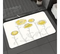 DALEXHM Microfibre Bath Mat, Door Mat, Pet Mat,Bathroom Rug Machine Washable,Non-slip,Super absorbent,Extra Soft,Yellow flower, hand drawn style sunflower on branches petal,24x39in