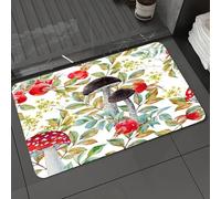 DALEXHM Microfibre Bath Mat, Door Mat, Pet Mat,Bathroom Rug Machine Washable,Non-slip,Super absorbent,Extra Soft,watercolor autumn retro pattern red berries rose hips mushrooms Amanita and ye,20x31in