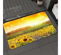 DALEXHM Microfibre Bath Mat, Door Mat, Pet Mat,Bathroom Rug Machine Washable,Non-slip,Super absorbent,Extra Soft,Sunflower, Landscape with Golden Yellow Sunflower Field and Sunset Colors,20x31in