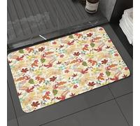 DALEXHM Microfibre Bath Mat, Door Mat, Pet Mat,Bathroom Rug Machine Washable,Non-slip,Super absorbent,Extra Soft,Watercolor seamless pattern with orange and yellow autumn leaves oak chestnut,20x31in