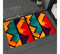DALEXHM Microfibre Bath Mat, Door Mat, Pet Mat,Bathroom Rug Machine Washable,Non-slip,Super absorbent,Extra Soft,Modern,Geometric Modern Art Ethnic Design with Black Bold Zig Zag Borders Patt,24x39in