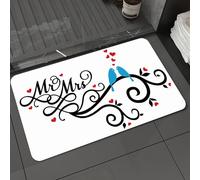 DALEXHM Microfibre Bath Mat, Door Mat, Pet Mat,Bathroom Rug Machine Washable,Non-slip,Super absorbent,Extra Soft,wedding decorations，couples，blue birds，romantic vine，hearts,20x31in